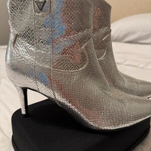 Guess Shiny Silver Heeled Boots